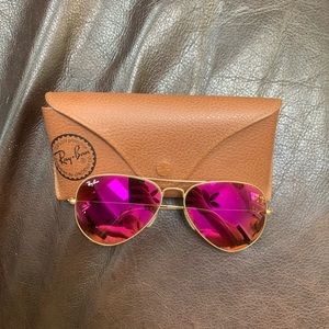 Ray Ban Aviator Flash Lenses - Pink/Gold